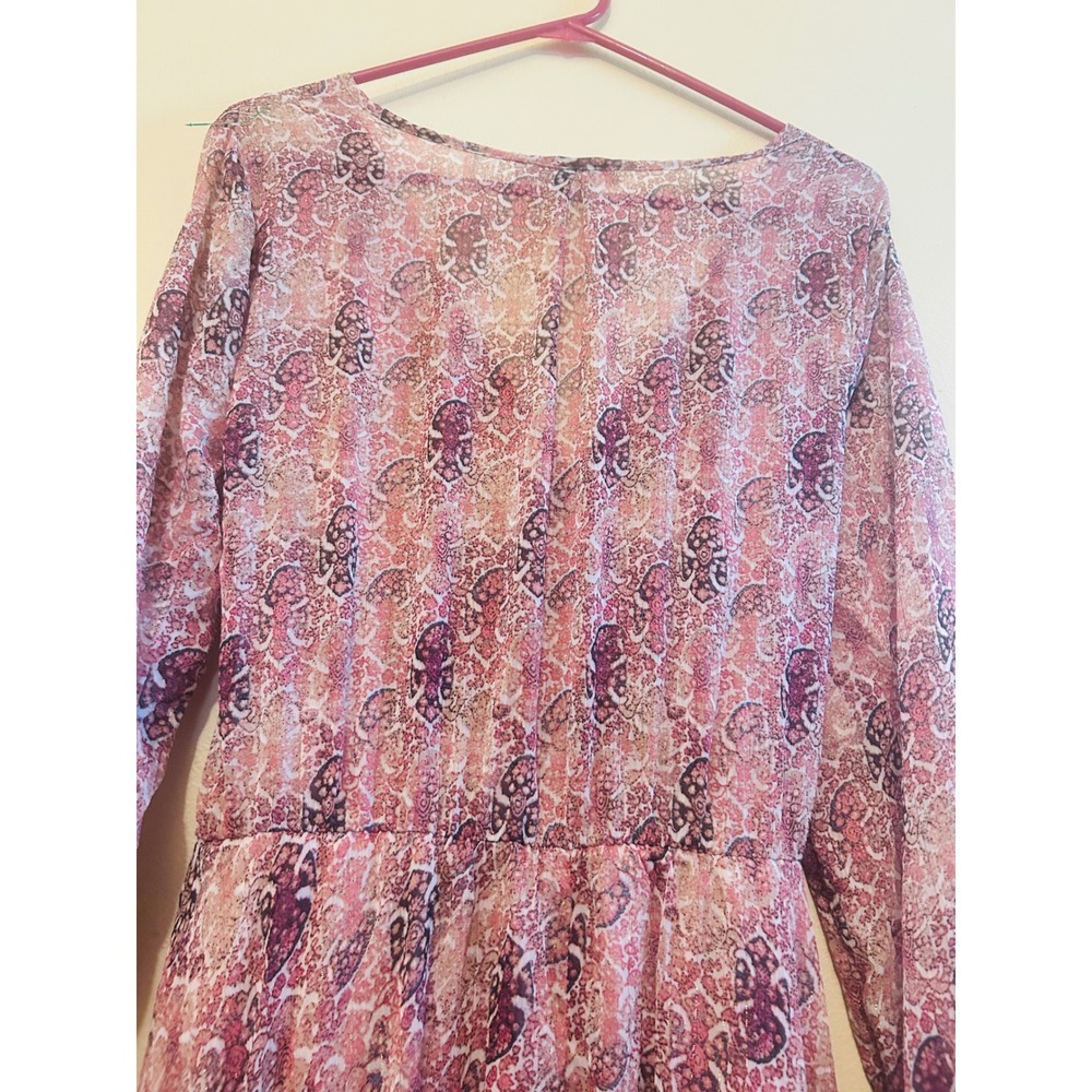 Indigo‎ Rose Maxi Dress Womens Small Pink Paisley Metallic Excellent Boho Wrap - Picture 3 of 11